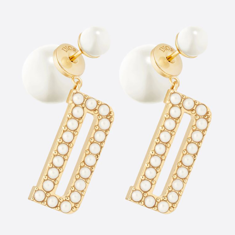 Front close-up of Dior Women Tribales Earrings Gold-Finish Metal asymmetric design