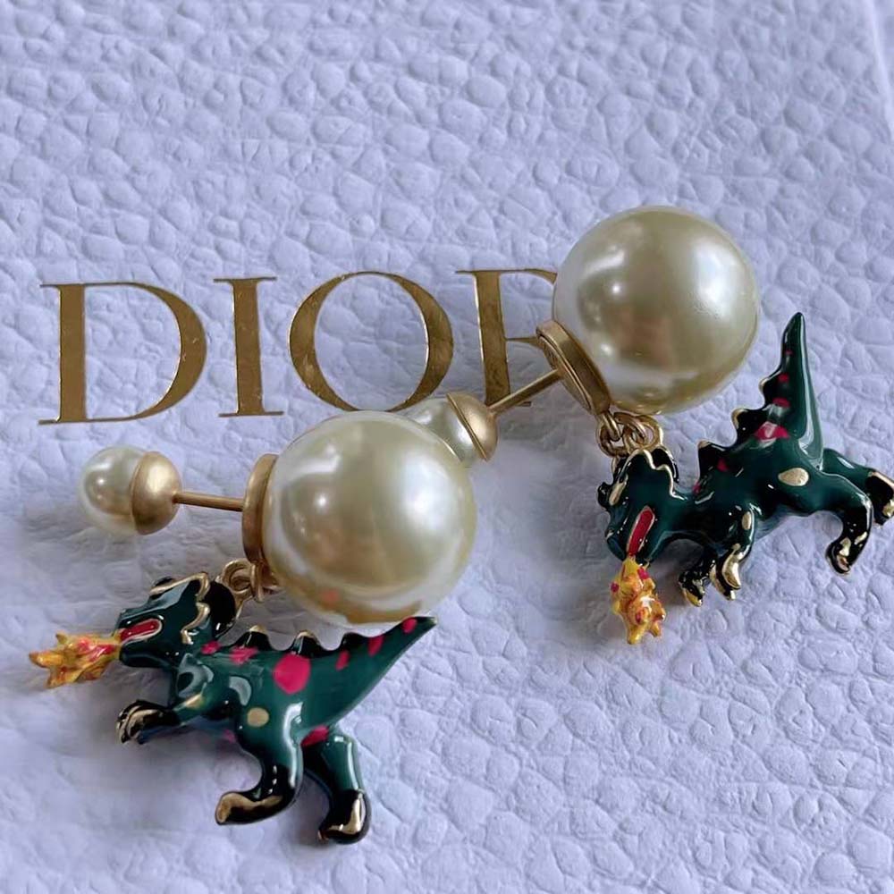 Dior Women Tribales Earrings Gold-Finish Metal and White Resin Pearls - image 5