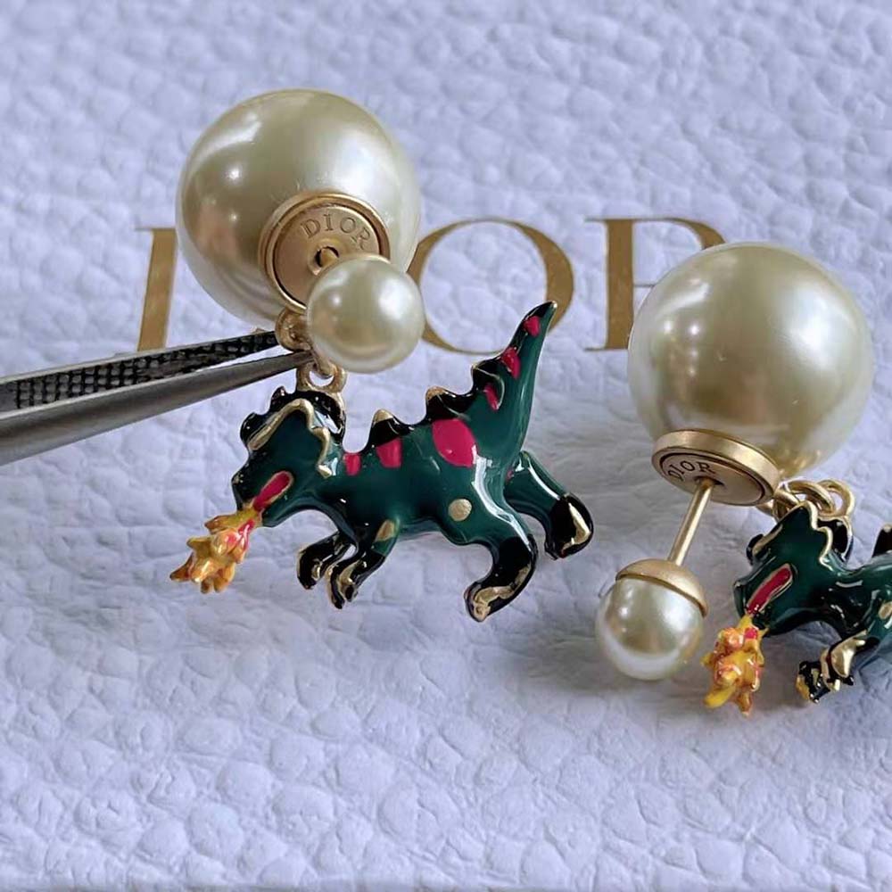 Dior Women Tribales Earrings Gold-Finish Metal and White Resin Pearls - image 4
