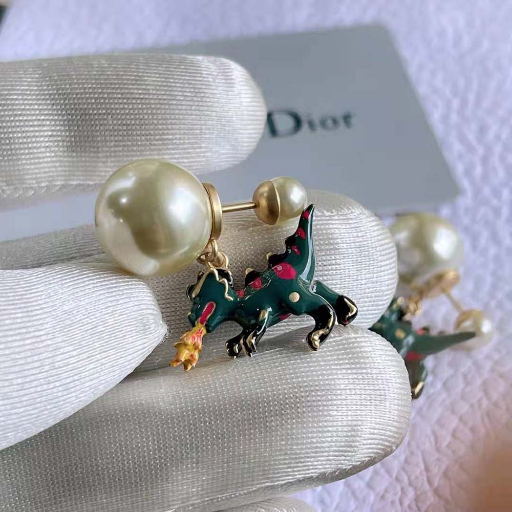 Dior Women Tribales Earrings Gold-Finish Metal and White Resin Pearls - image 7