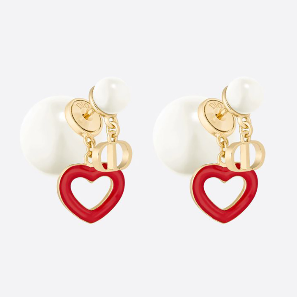 Close-up of Dior Women Tribales Earrings gold-finish metal and pearls