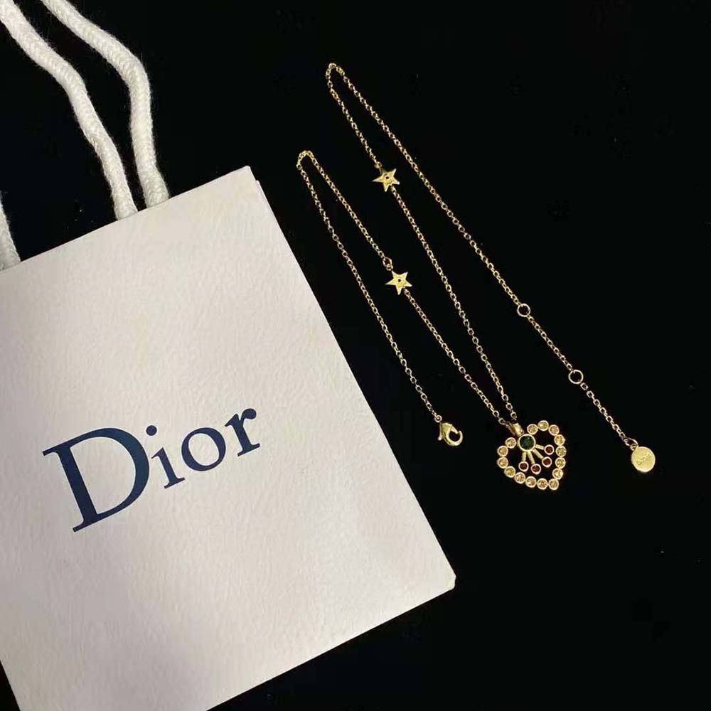 Dior Women in Heart Lights Necklace Gold-Finish Metal and Multicolor Crystals - image 8