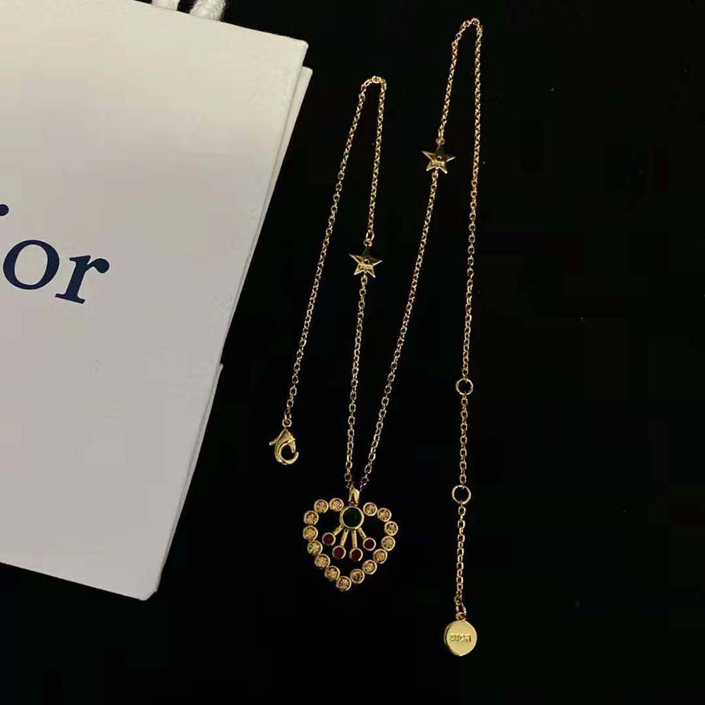Dior Women in Heart Lights Necklace Gold-Finish Metal and Multicolor Crystals - image 7