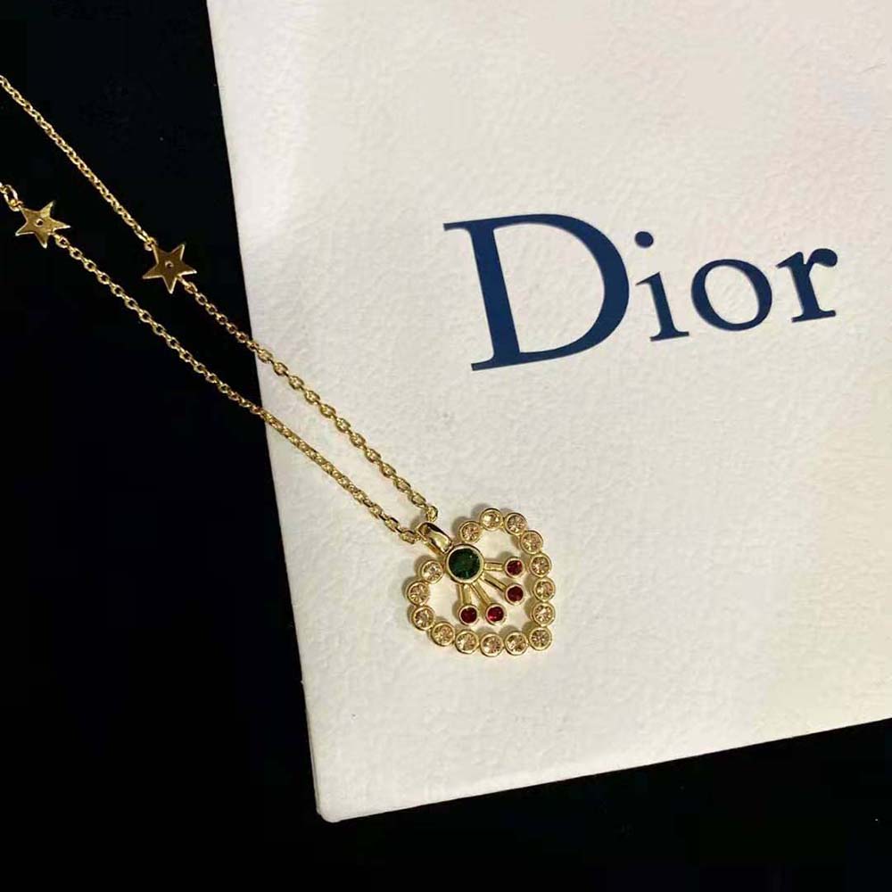 Dior Women in Heart Lights Necklace Gold-Finish Metal and Multicolor Crystals - image 6