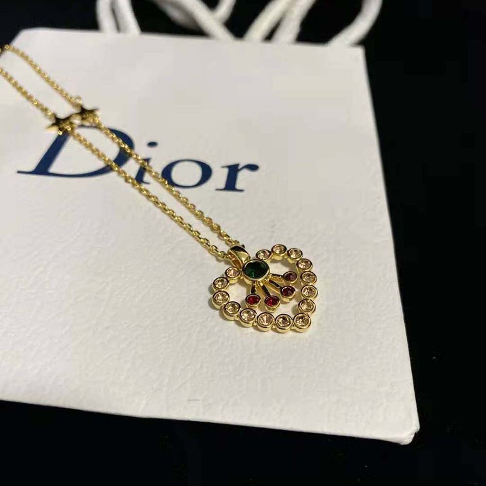 Dior Women in Heart Lights Necklace Gold-Finish Metal and Multicolor Crystals - image 5
