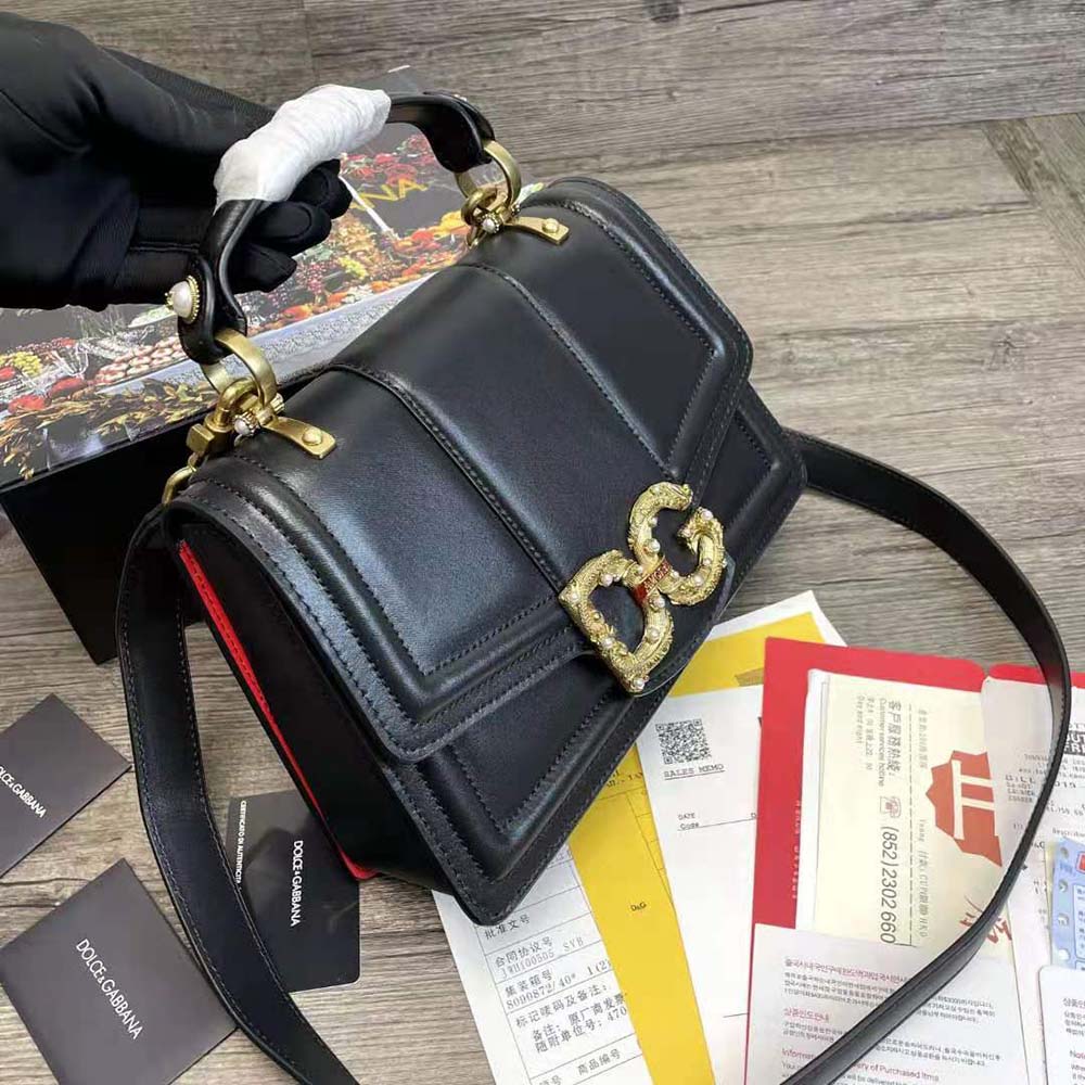 Side angle showing adjustable strap of Dolce Gabbana D&G Amore Bag