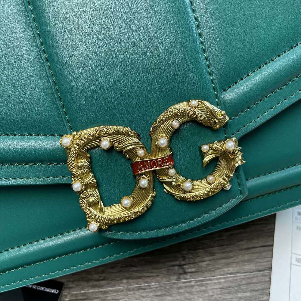 Dolce Gabbana D&G Women Amore Bag in Calfskin Leather-Green - image 9