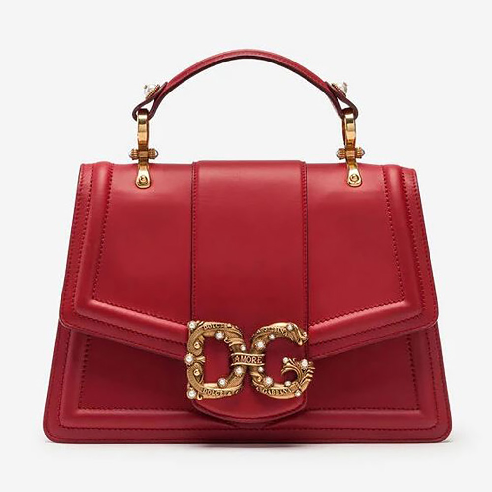 Front view of Dolce Gabbana D&G Women Amore Bag in Calfskin Leather-Red