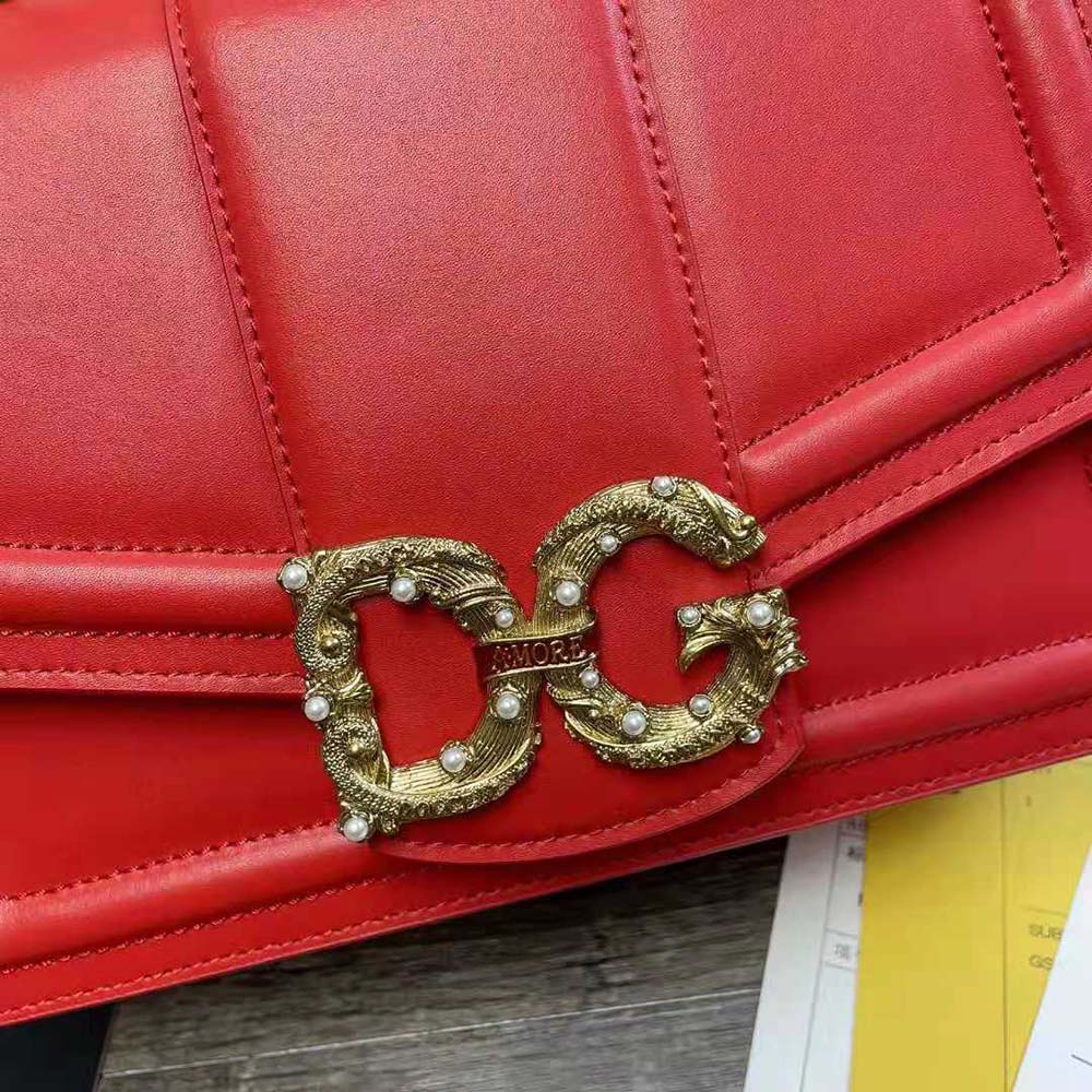 Dolce Gabbana D&G Women Amore Bag in Calfskin Leather-Red - image 8
