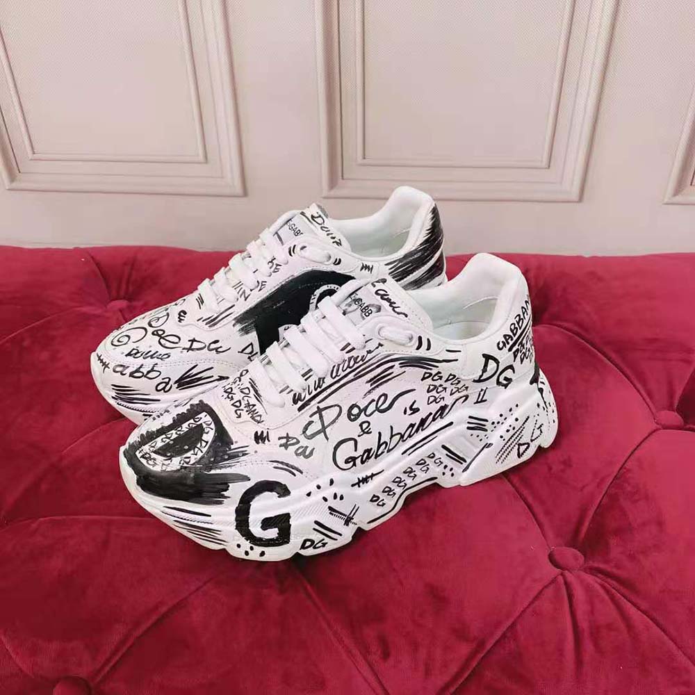 Dolce Gabbana D&G Women Hand-Painted Graffiti Calfskin Nappa Daymaster Sneakers - image 4