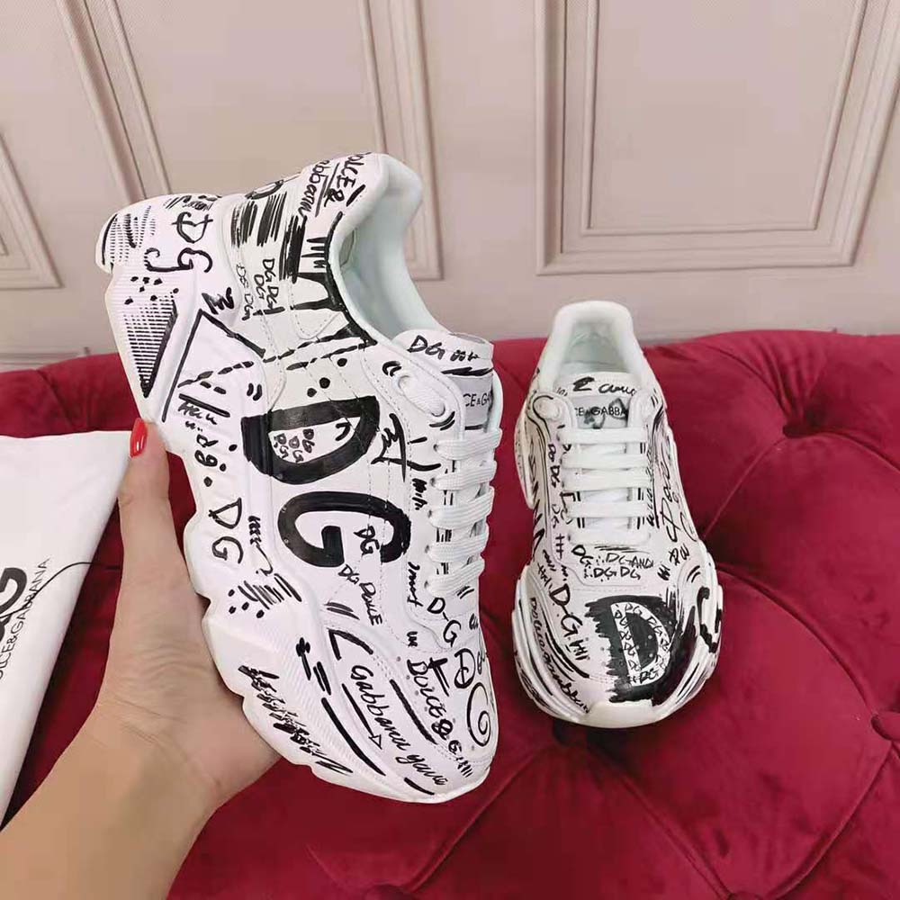 Dolce Gabbana D&G Women Hand-Painted Graffiti Calfskin Nappa Daymaster Sneakers - image 6
