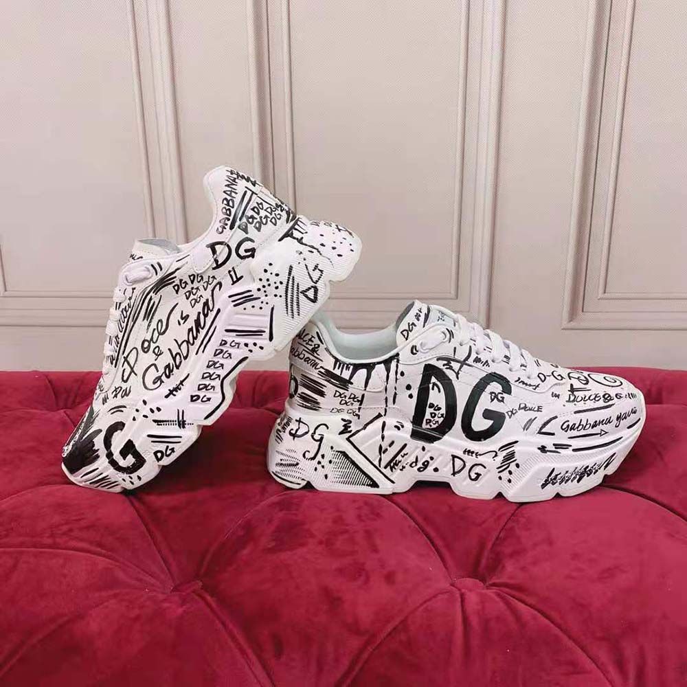 Dolce Gabbana D&G Women Hand-Painted Graffiti Calfskin Nappa Daymaster Sneakers - image 5