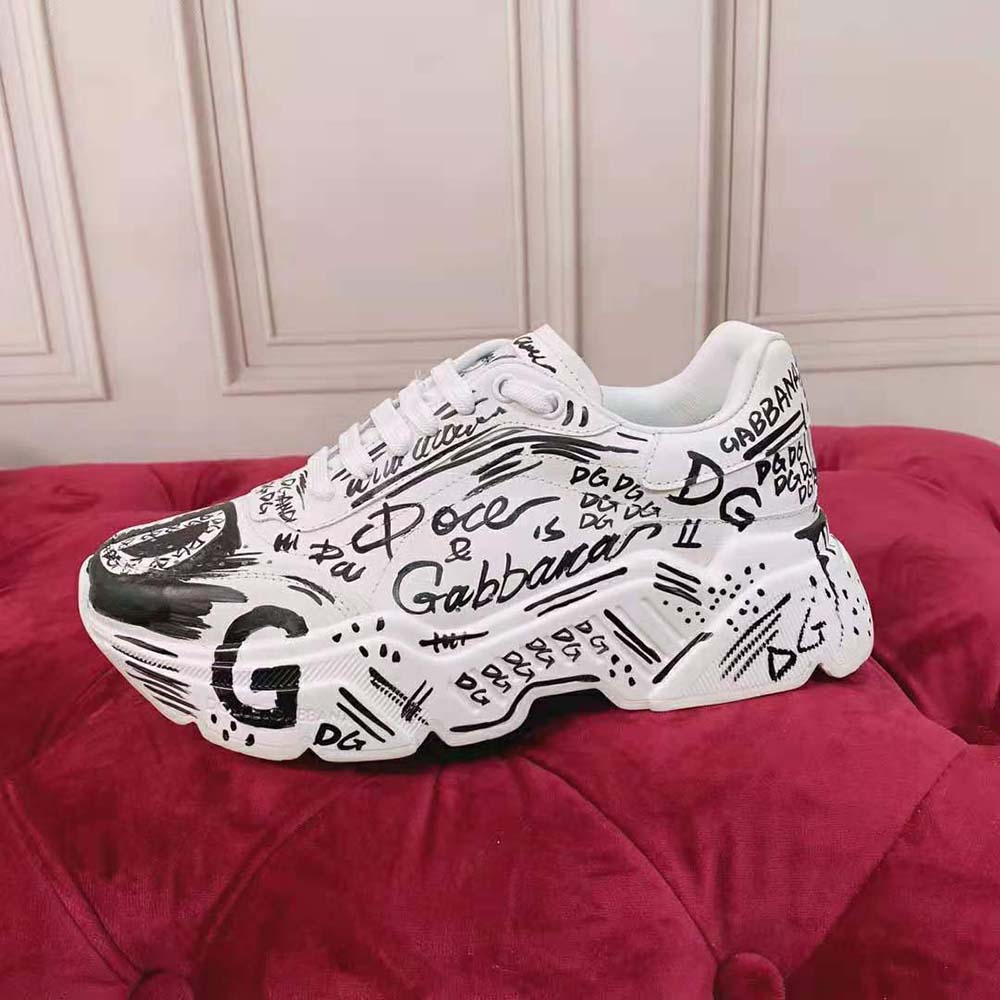 Dolce Gabbana D&G Women Hand-Painted Graffiti Calfskin Nappa Daymaster Sneakers - image 9