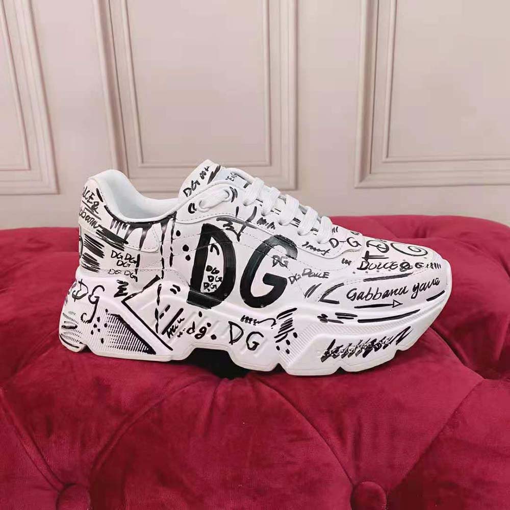 Dolce Gabbana D&G Women Hand-Painted Graffiti Calfskin Nappa Daymaster Sneakers - image 8