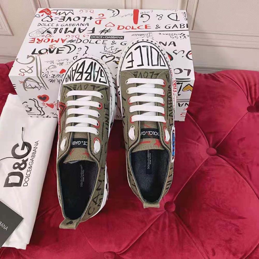 Top-down angle showing lace-up closure on Dolce Gabbana D&G Portofino Light Sneakers