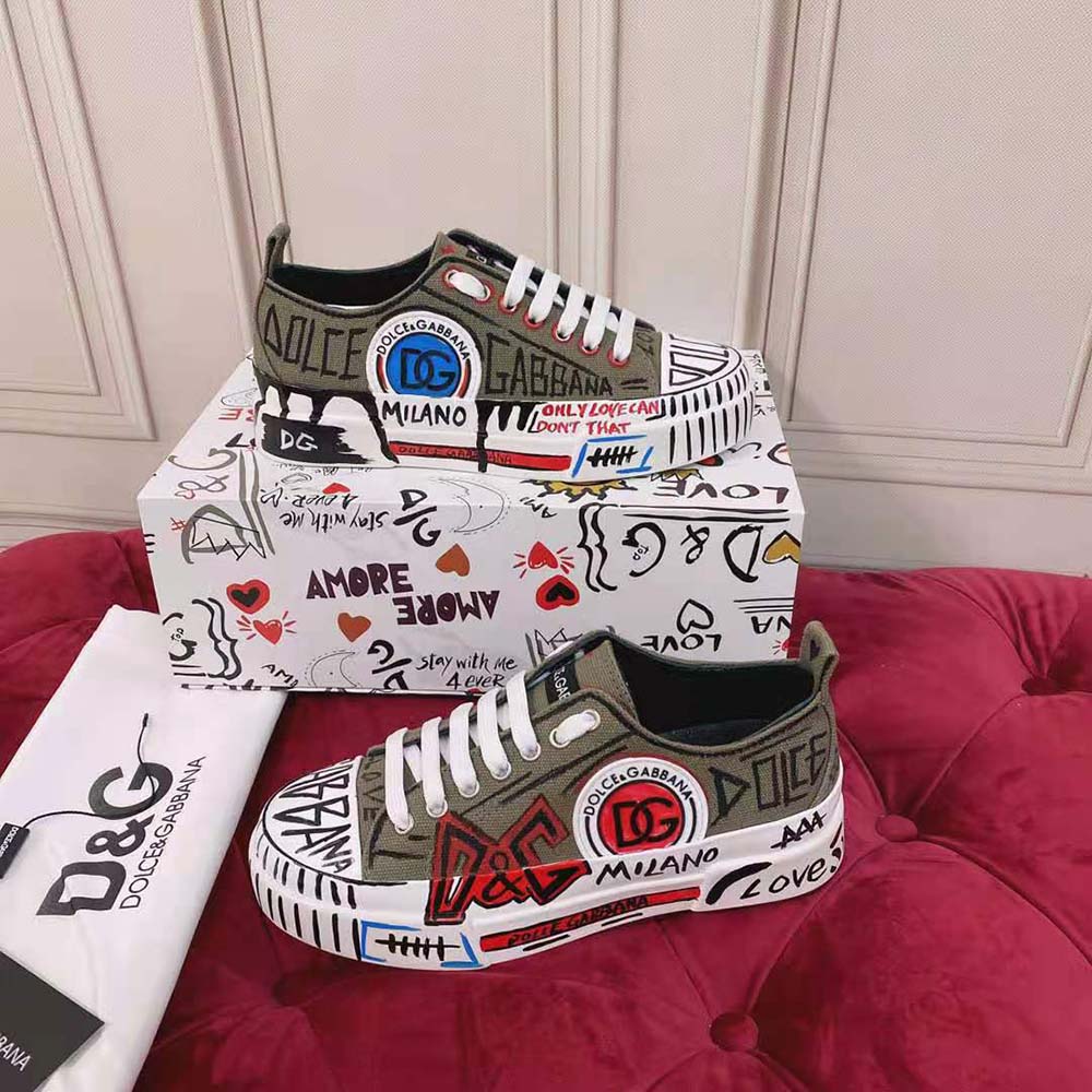 Dolce Gabbana D&G Women Hand-Painted Graffiti Canvas Portofino Light Sneakers - image 4