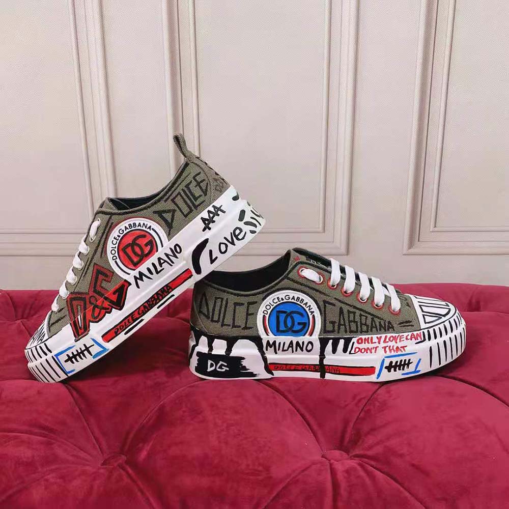 Dolce Gabbana D&G Women Hand-Painted Graffiti Canvas Portofino Light Sneakers - image 5