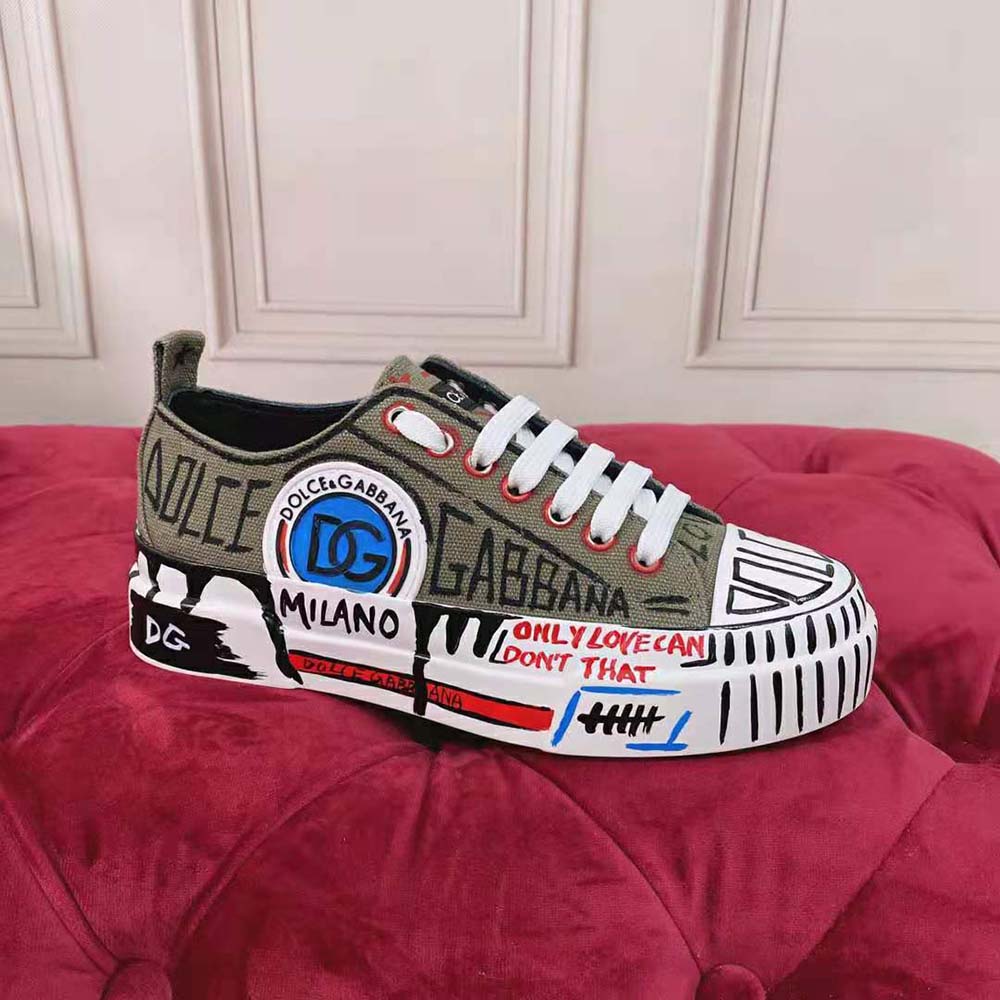 Dolce Gabbana D&G Women Hand-Painted Graffiti Canvas Portofino Light Sneakers - image 8