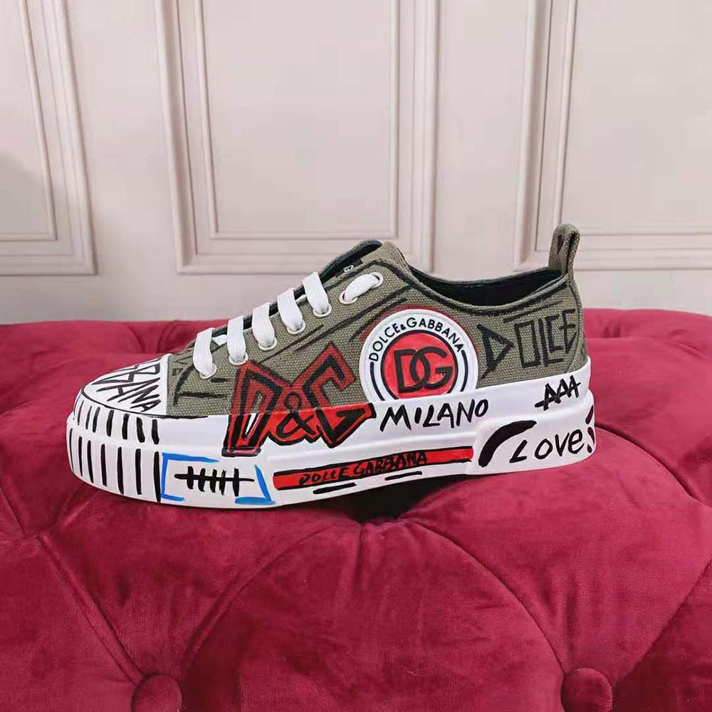 Dolce Gabbana D&G Women Hand-Painted Graffiti Canvas Portofino Light Sneakers - image 7
