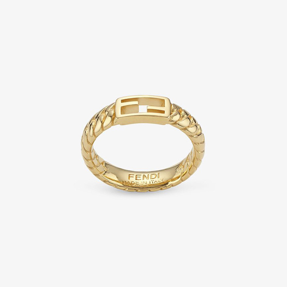 Close-up of Fendi Women Baguette Ring-Colored Ring-Gold showing baguette detail