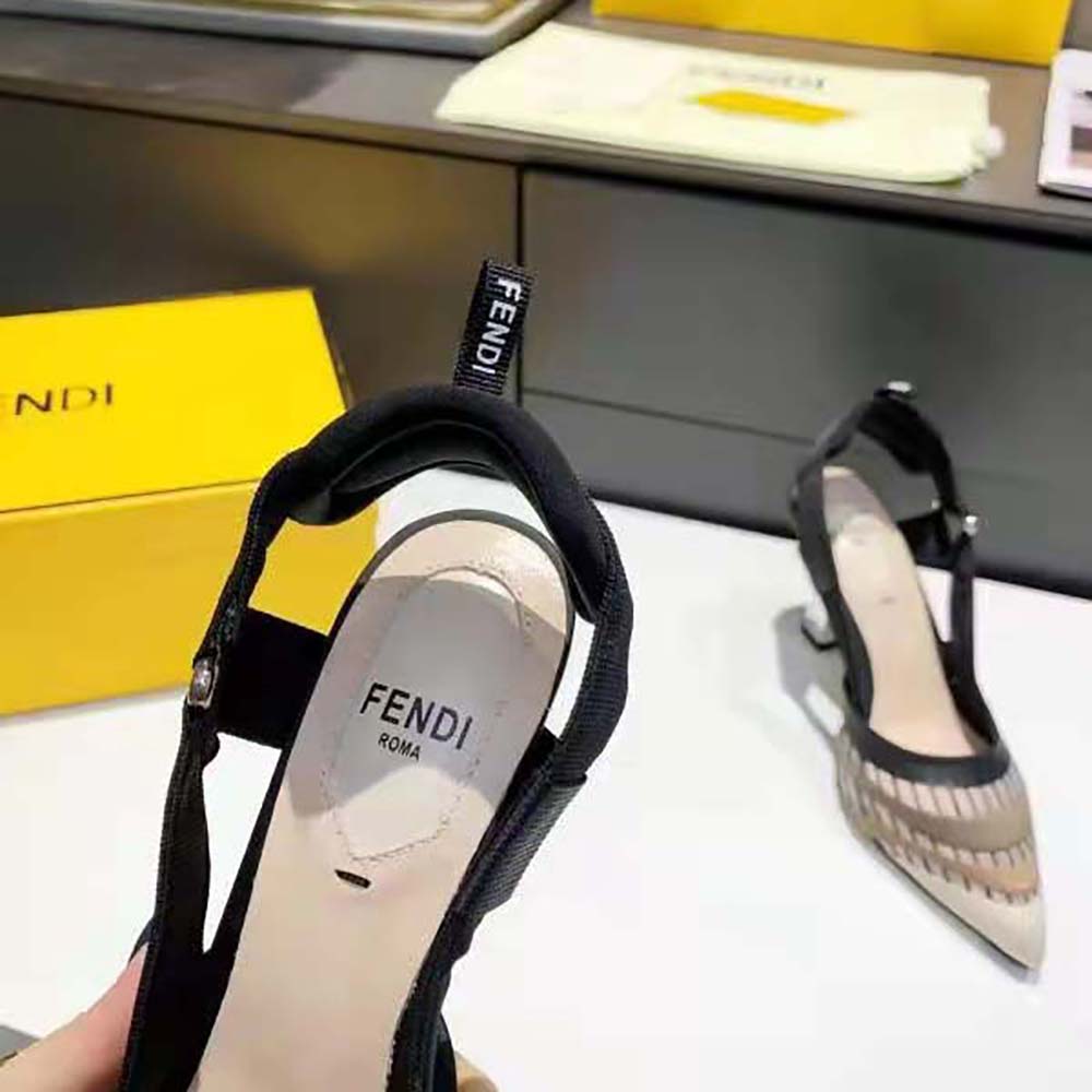 Fendi Women Colibri Black Micromesh High-Heeled Slingbacks - image 8