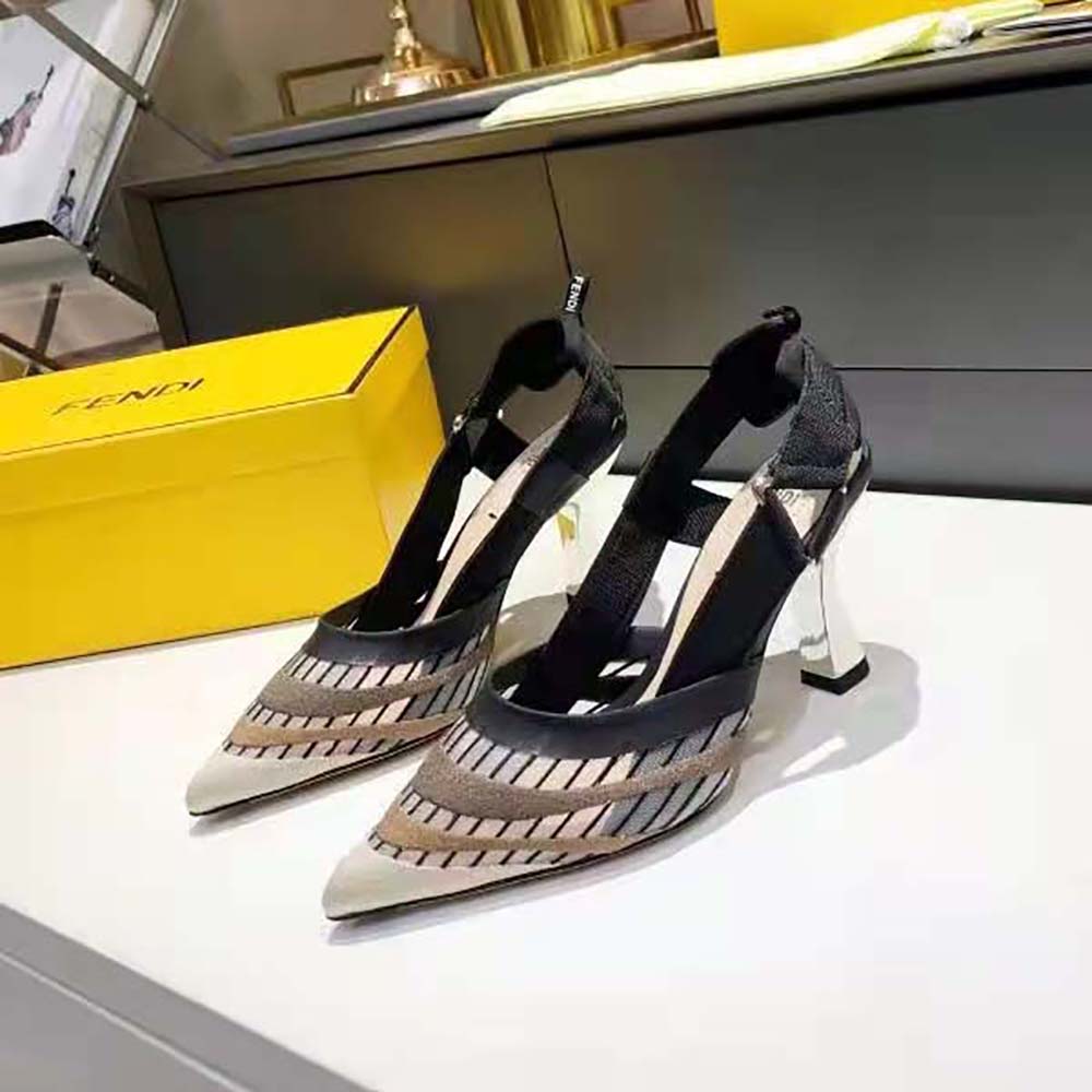 Fendi Women Colibri Black Micromesh High-Heeled Slingbacks - image 4
