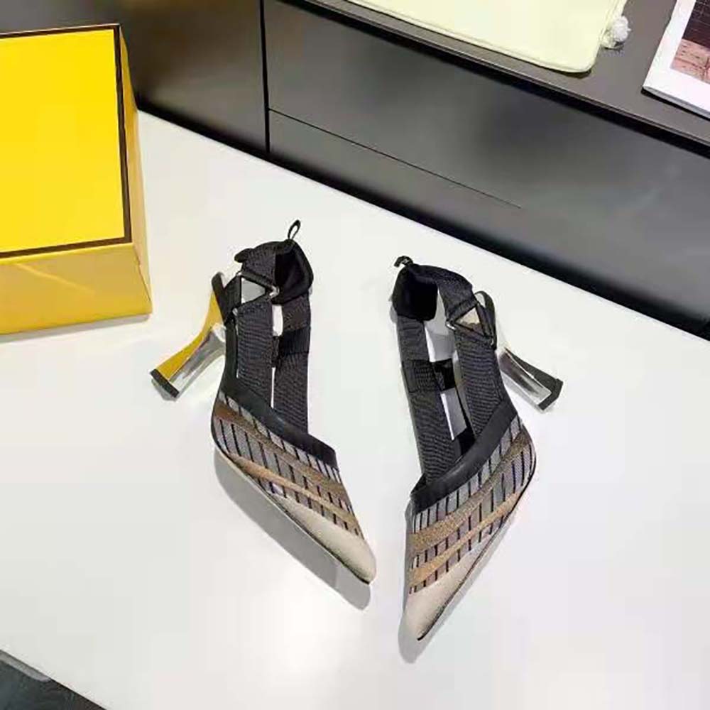 Fendi Women Colibri Black Micromesh High-Heeled Slingbacks - image 5