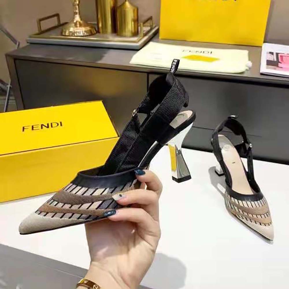 Fendi Women Colibri Black Micromesh High-Heeled Slingbacks - image 6