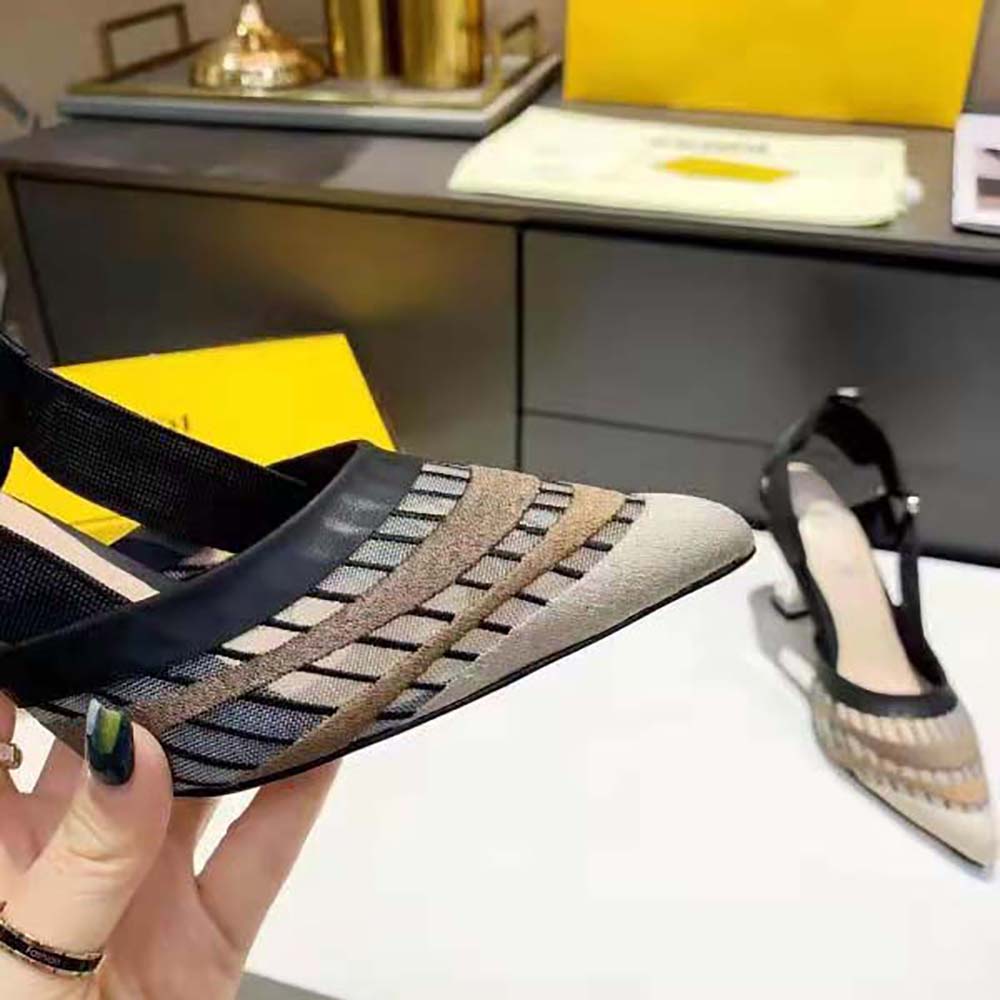 Fendi Women Colibri Black Micromesh High-Heeled Slingbacks - image 9