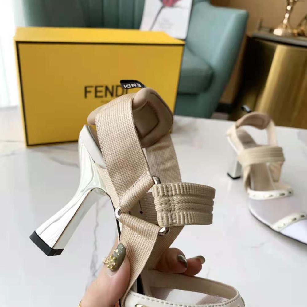 Fendi Women Colibri Pink Mesh High-Heel Slingbacks with Metal Stitches - image 6