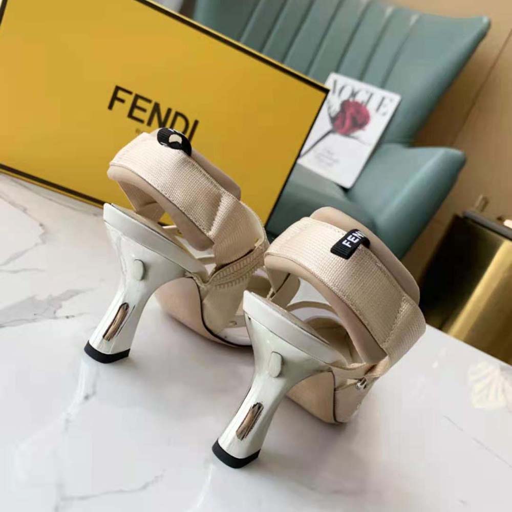 Fendi Women Colibri Pink Mesh High-Heel Slingbacks with Metal Stitches - image 9