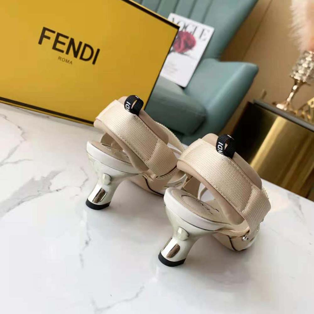 Fendi Women Colibri Pink Mesh Medium-Heel Slingbacks with Metal Stitches - image 7