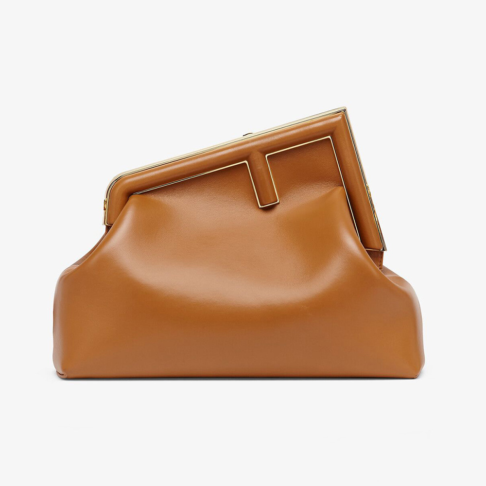 Front view of Fendi Women First Medium Nappa Leather Bag-Brown