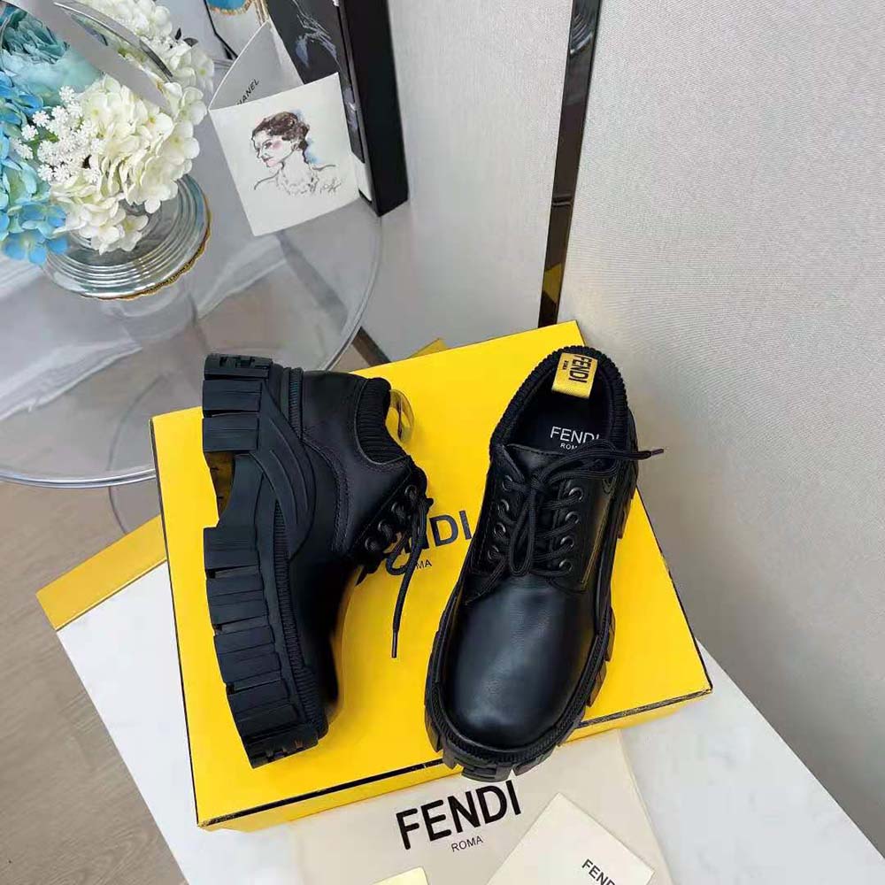 Fendi Women Force Black Leather Lace-ups - image 4
