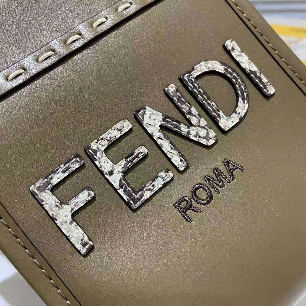 Fendi Women Mini Sunshine Shopper Gray Leather and Elaphe Mini-Bag - image 9