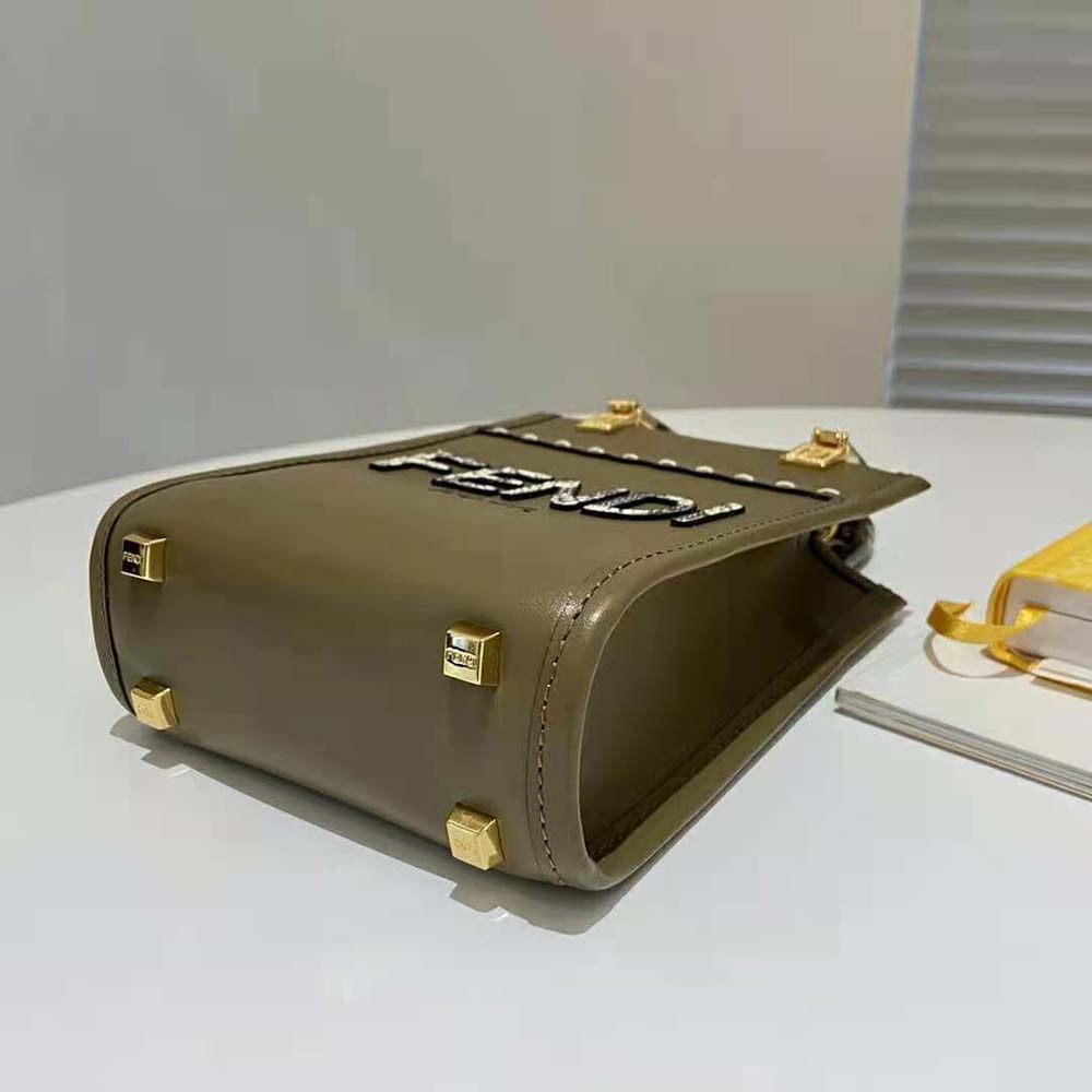 Fendi Women Mini Sunshine Shopper Gray Leather and Elaphe Mini-Bag - image 4