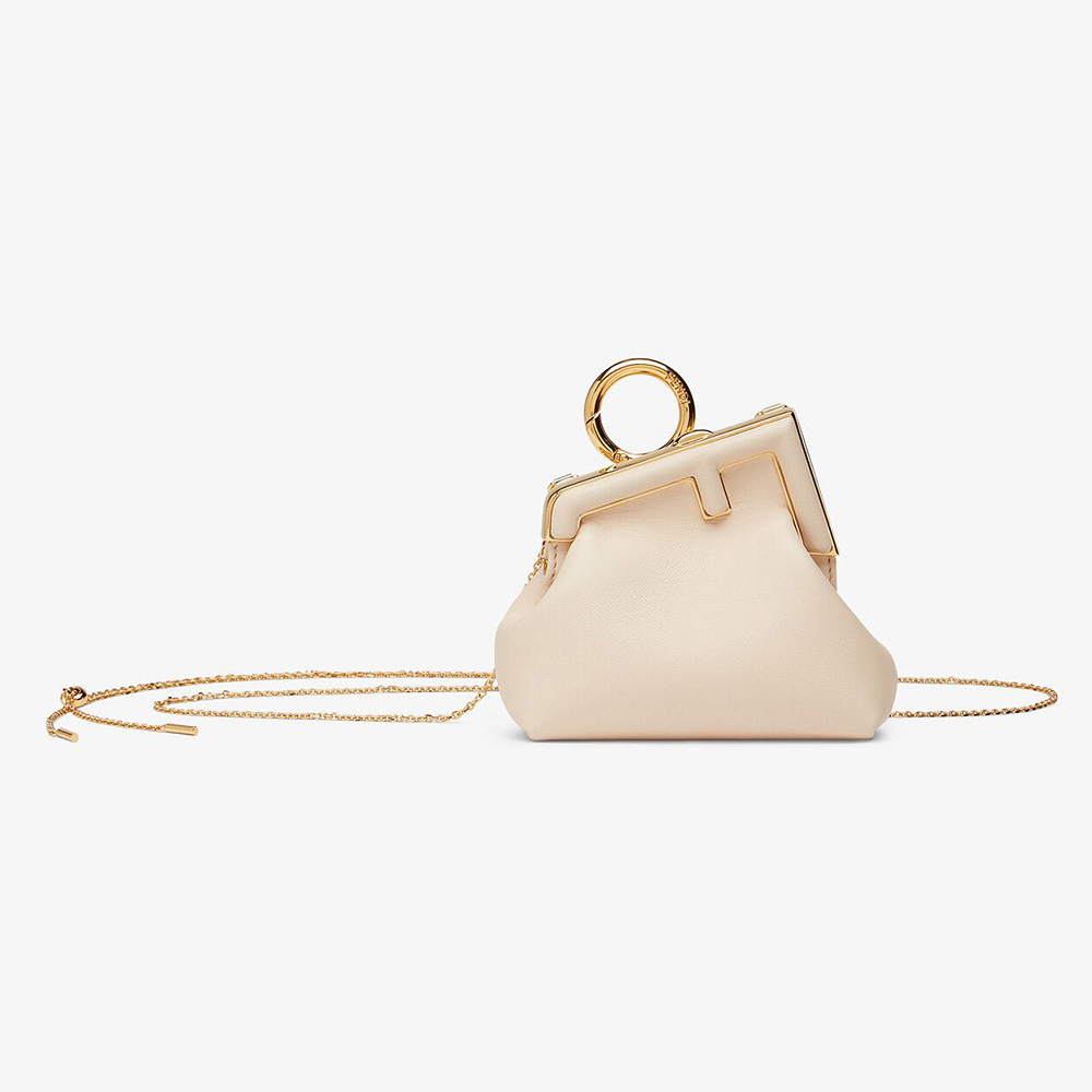 Front view of Fendi Women Nano Fendi First Charm Nappa Leather-White bag