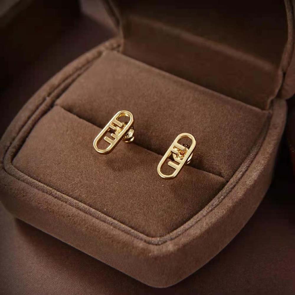 Close-up detail of O’lock hardware on Fendi Women O’lock Earrings-Gold-Colored