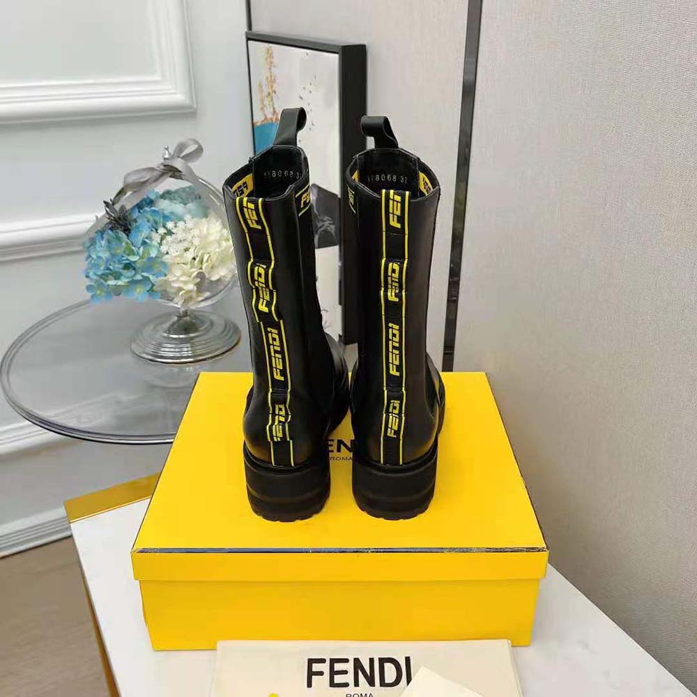 Fendi Women Promenades Black Leather Biker Boots - image 6