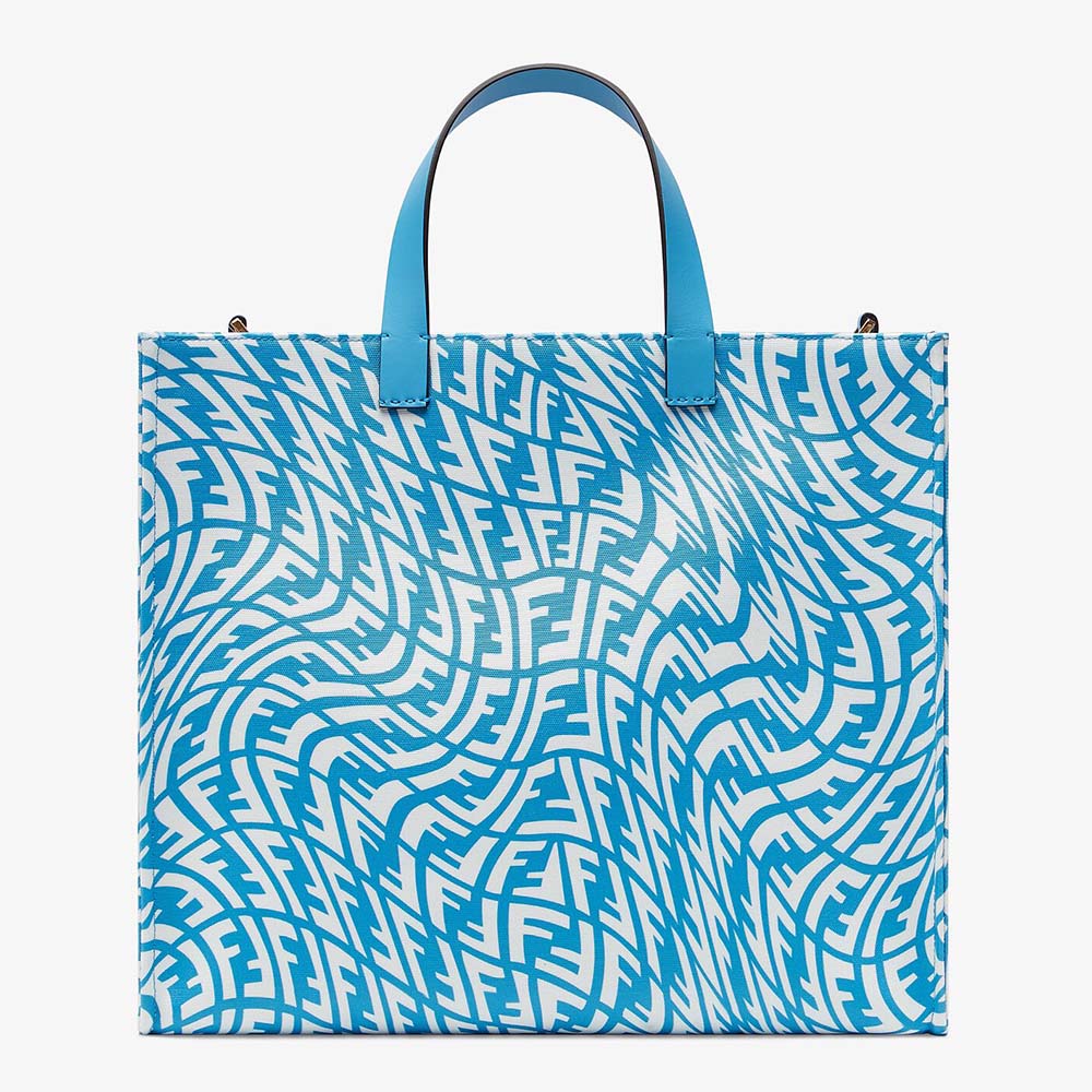 Fendi Women Shopper Blue Glazed Canvas Bag - image 1