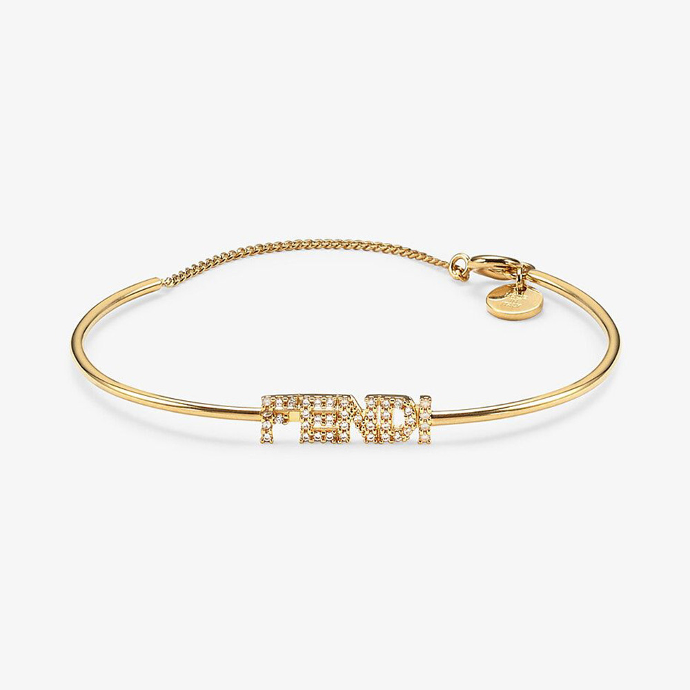 Close-up of Fendi Women Signature Bracelet Gold-Colored Bracelet clasp detail