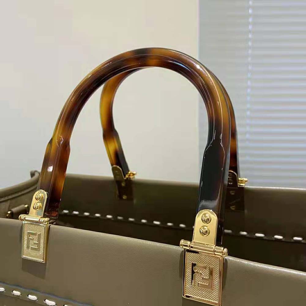 Fendi Women Sunshine Medium Gray Leather and Elaphe Shopper - image 6