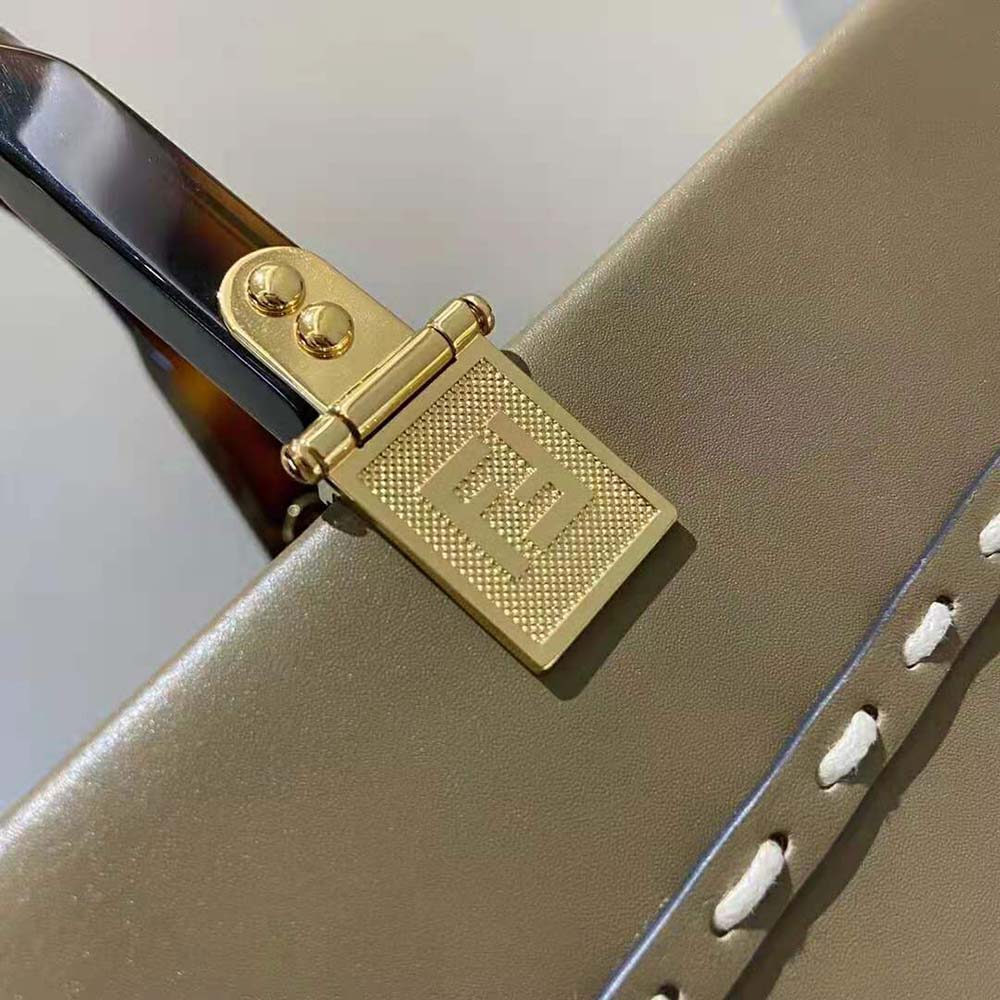 Fendi Women Sunshine Medium Gray Leather and Elaphe Shopper - image 9