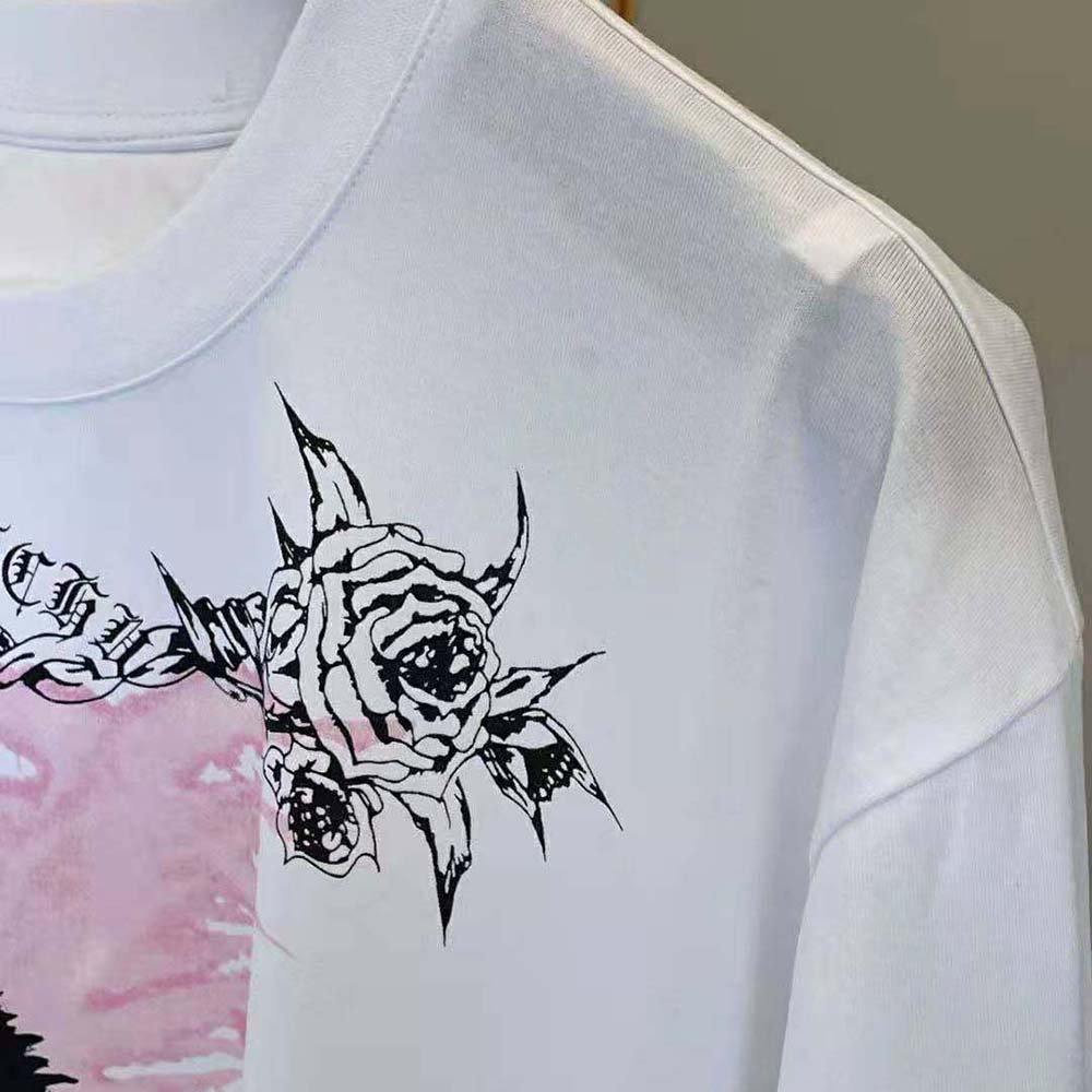 Givenchy Men Gothic Printed Oversized T-Shirt-Pink - image 6