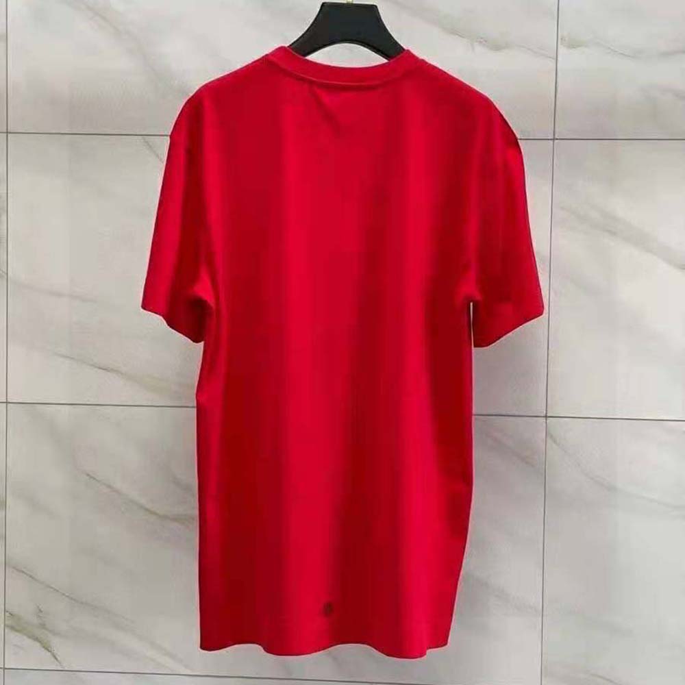 Side profile showing relaxed fit of Givenchy Men Oversized T-Shirt in red