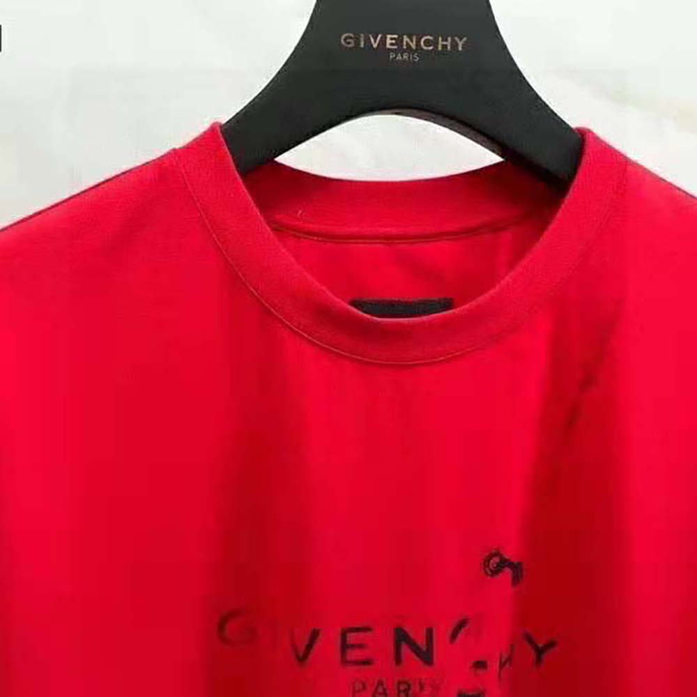 Givenchy Men Oversized T-Shirt with Trompe-L oeil Effect-Red - image 4