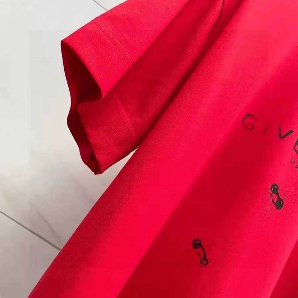 Givenchy Men Oversized T-Shirt with Trompe-L oeil Effect-Red - image 7
