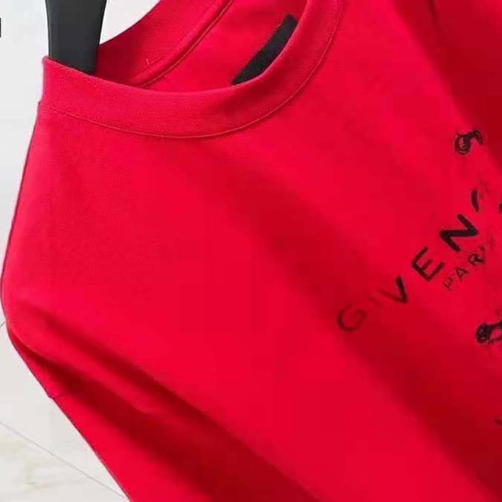 Givenchy Men Oversized T-Shirt with Trompe-L oeil Effect-Red - image 5