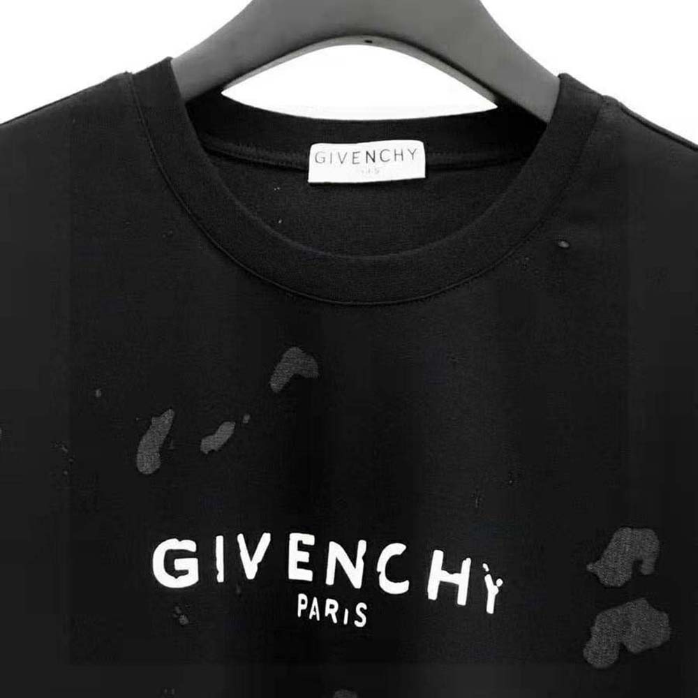 Givenchy Men Paris Destroyed T-Shirt-Black - image 4