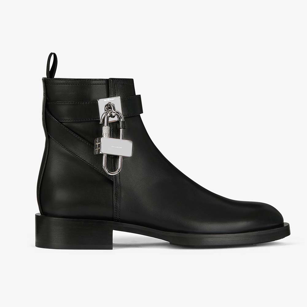 Side view of Givenchy Women Boots in Leather with Padlock showing silhouette